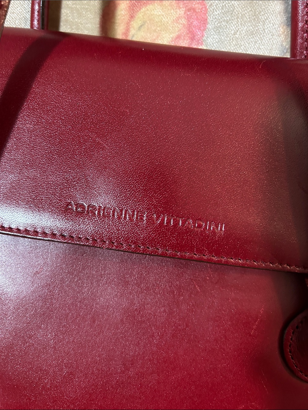 Adrienne Vittadini Deep Red Leather Satchel - Picture 2 of 8